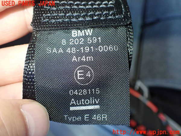 2UPJ-31677155]BMW 320i(AV22)右2列目シートベルト 中古  E46_m0002.jpg