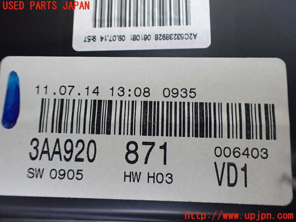 2UPJ-37586170]VW パサート(Passat) ヴァリアント(Variant)(3CCAX)スピードメーター 中古_m0003.jpg