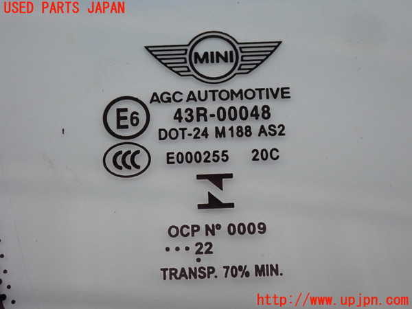 2UPJ-43201382]BMW ミニ(MINI)クーパー(XU15MW)F55 左クォーターガラス 中古 (AGC AUTOMOTIVE 43R-00048 M188)_m0003.jpg