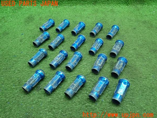 3UPJ=11230967]ランエボ10(CZ4A)GSR GA SUPPLY ホイールナット M12 P1.5 ロング貫通 長さ48mm レーシング スチール ブルー 20点 中古_m3