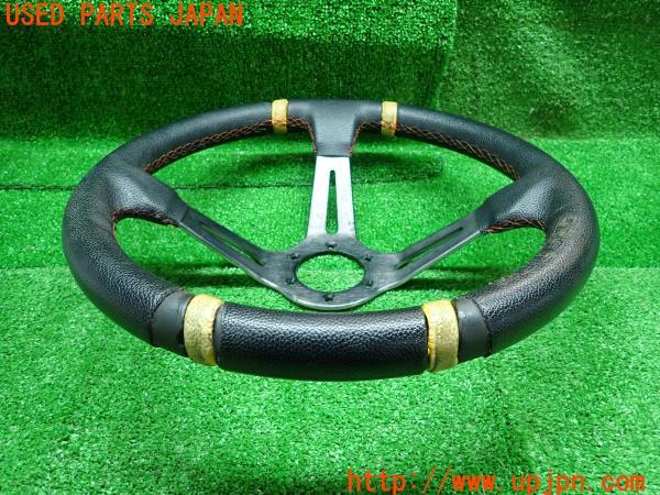 3UPJ=13710617]ランクル60系(HJ61V(改))後期 DRIFTING ステアリングホイール ディープコーン 345mm ハンドル ブラック 中古_m3