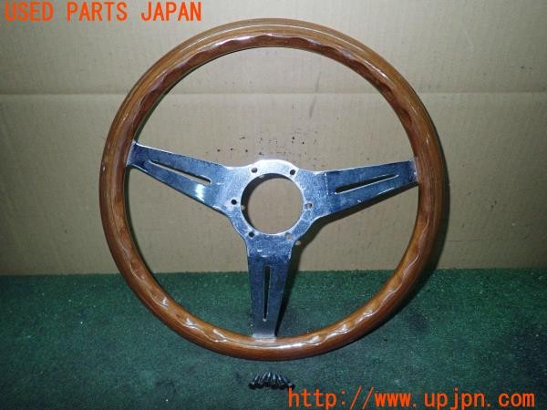 3UPJ=25290617]カプチーノ(EA11R)前期 社外 ウッドステアリング 木目 360mm 中古_m1