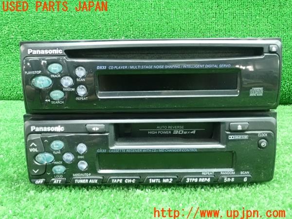 3UPJ=26890518]いすゞ ピアッツァ(JR120)Panasonic パナソニック CD/カセットプレーヤー CX-DX33D CQ-GX33D 1DIN×2  難有 中古_m2