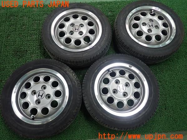 3UPJ=28950914]ビート バージョンＦ(PP1)前期 純正オプション ホイール 13×4.5J +35 14×5J +45 PCD100 4穴 4本 中古_m0