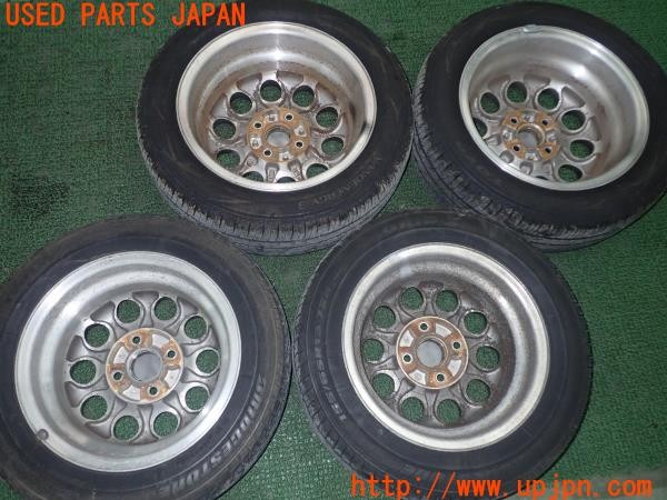 3UPJ=28950914]ビート バージョンＦ(PP1)前期 純正オプション ホイール 13×4.5J +35 14×5J +45 PCD100 4穴 4本 中古_m1