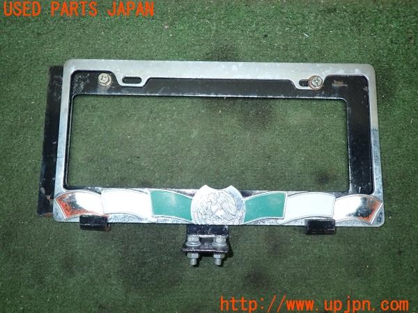 3UPJ=31250001]三菱ジープ(J58)純正 ナンバープレートブラケット ホルダー 社外フレーム付き メキシコ 国旗 中古_m0