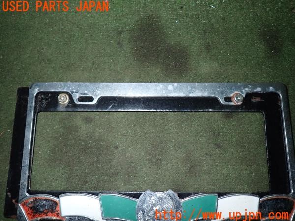3UPJ=31250001]三菱ジープ(J58)純正 ナンバープレートブラケット ホルダー 社外フレーム付き メキシコ 国旗 中古_m1