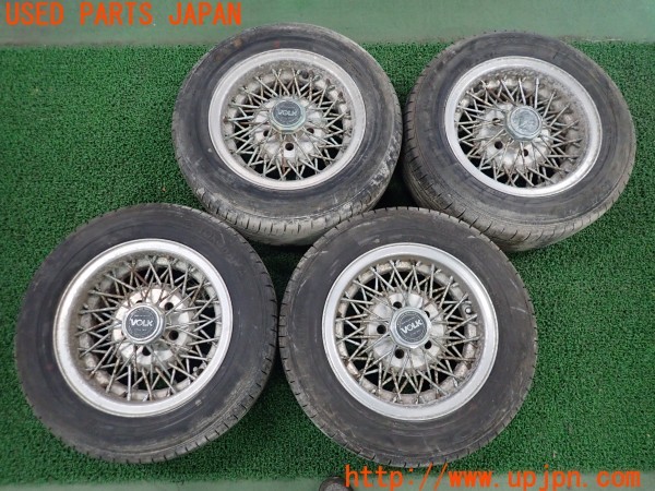 3UPJ=42330915]セドリック(Y30)RAYS レイズ VOLK ARTISAN SPIRIT ワイヤーホイール 14×6.5J？ +21？ PCD114.3 5穴 4本 中古_m0